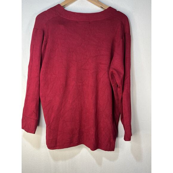 Coldwater Creek Rayon Blend Sweater Scarf Beaded Tassels Size 1X Red career - Picture 6 of 10